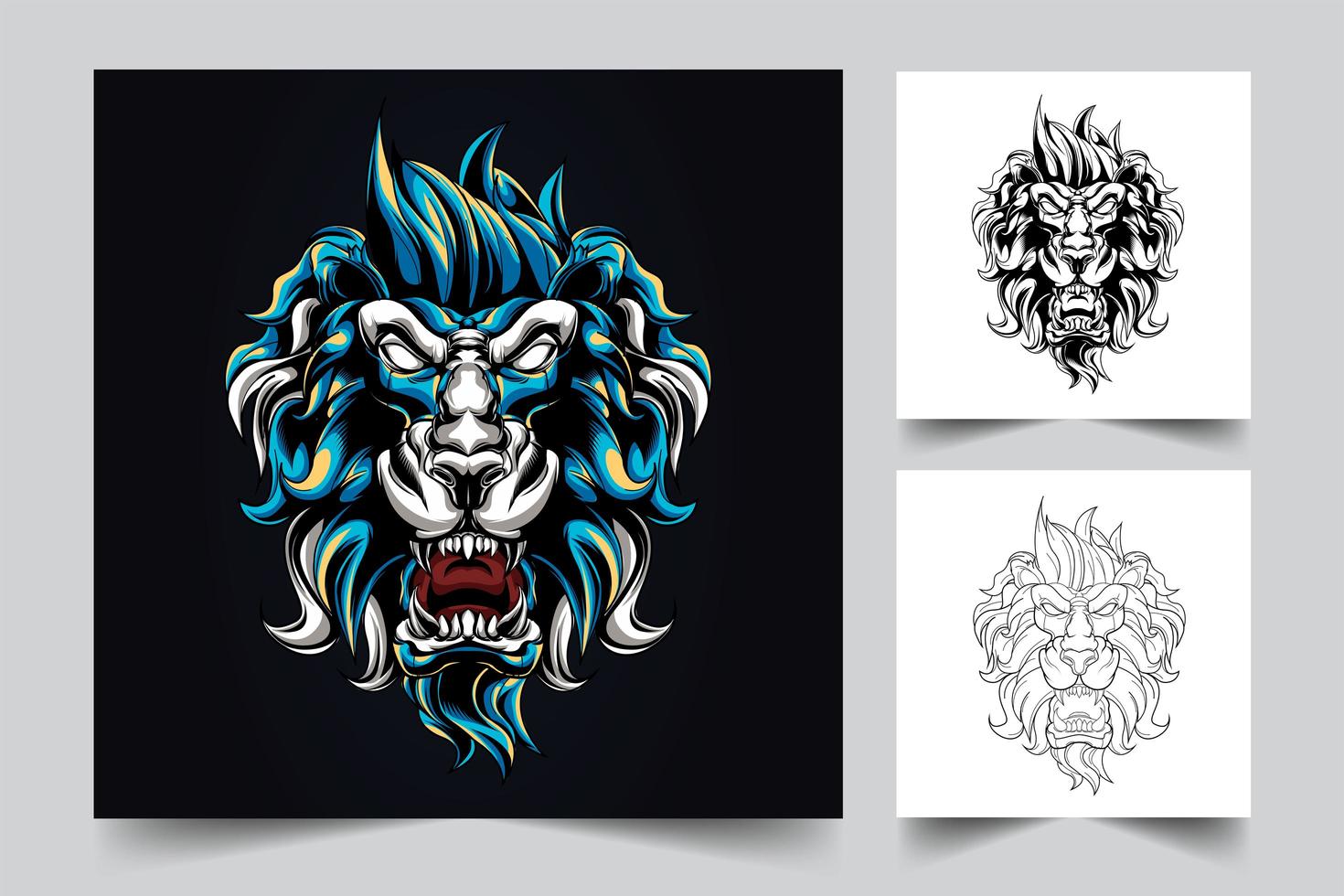 angry lion artwork illustration vector