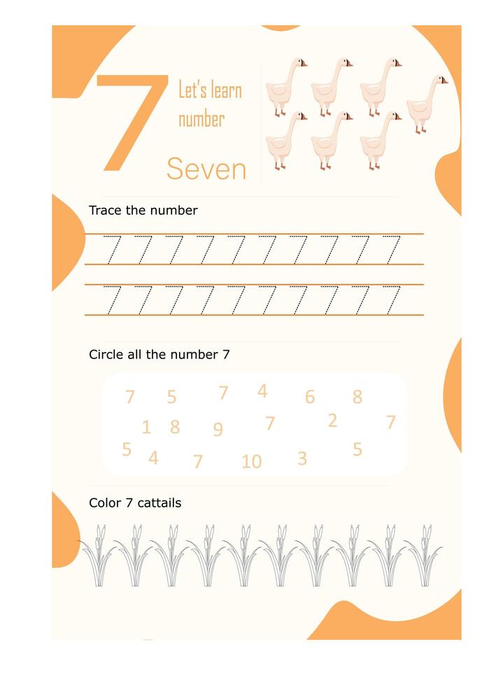 worksheet number seven vector