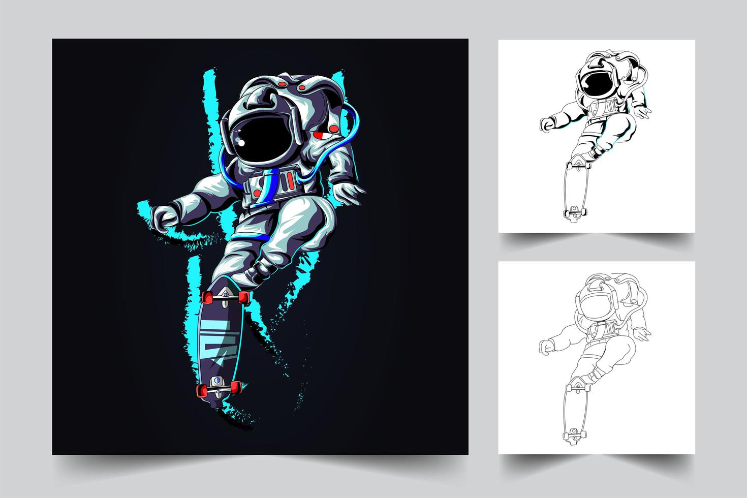 ilustración de ilustraciones de tablero largo de astronauta vector