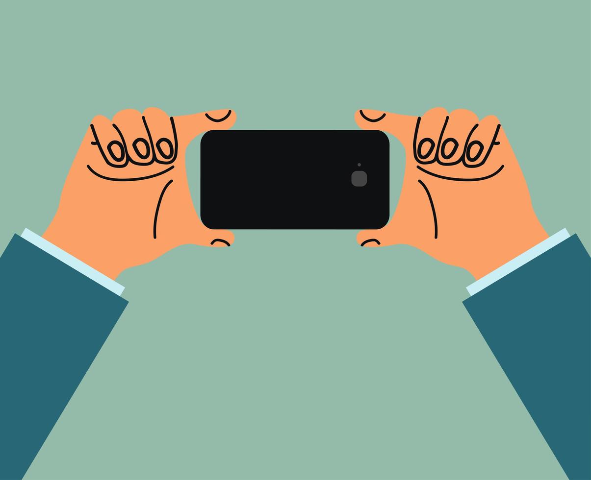 smartphone with hands holding it vector