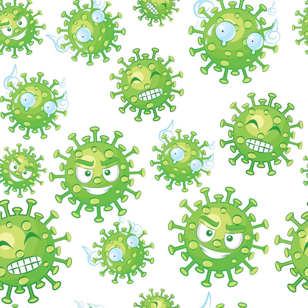 coronavirus emoticon seamless pattern vector