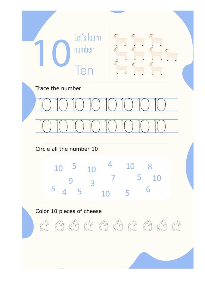 worksheet number ten vector