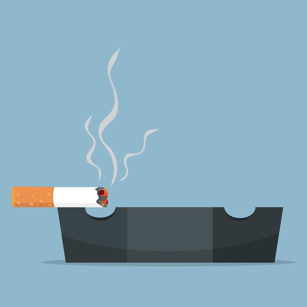 Cigarette burning in ashtray vector