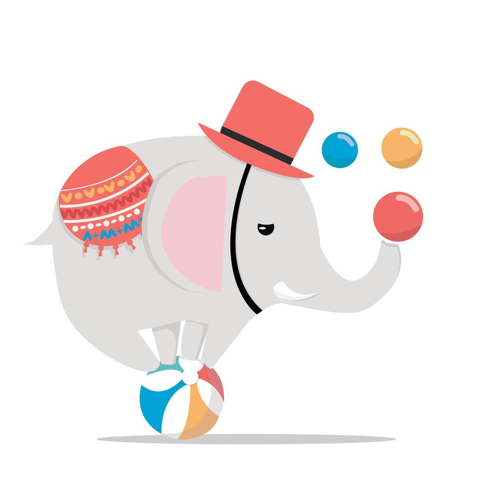 elefante de circo en un vector de bola