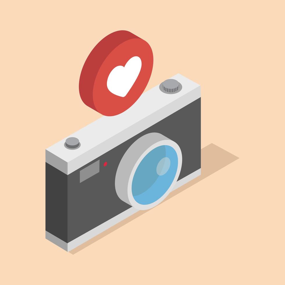 Camera isometric 3d style with notifications vector