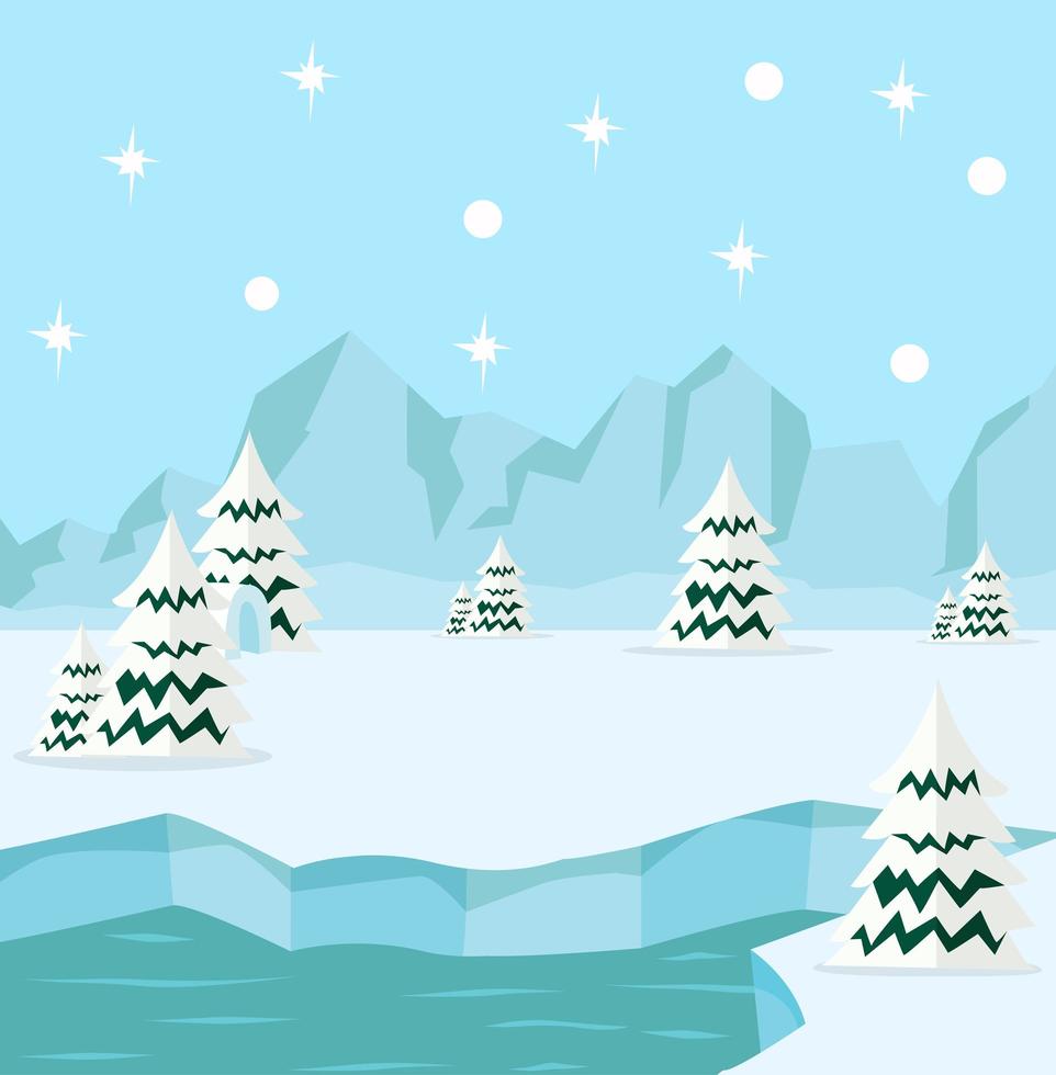 winter north pole arctic background concept vector