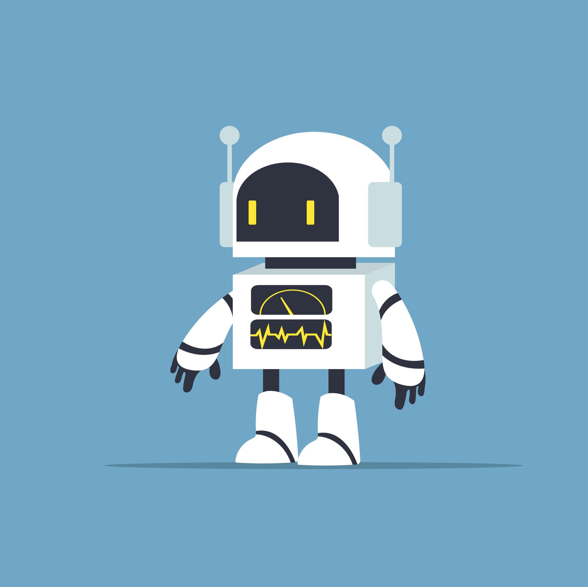 Cute White Robot Character Vector 1886072 Vector Art At Vecteezy