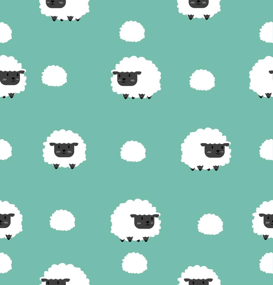 Cute black little sheep vector cartoon seamless pattern
