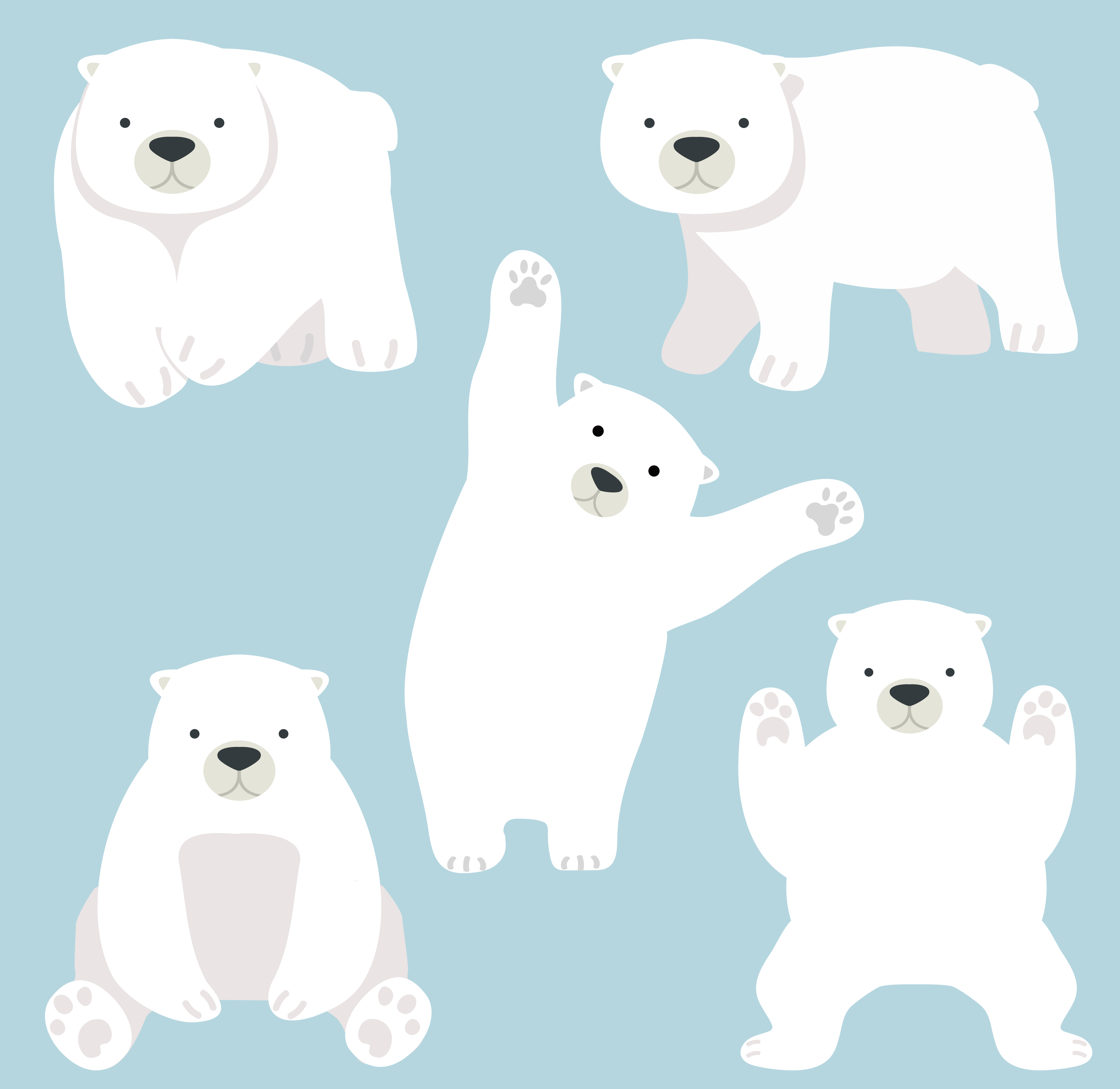 Cute Polar Bear Funny Cartoon Vector Set Vector Art At Vecteezy