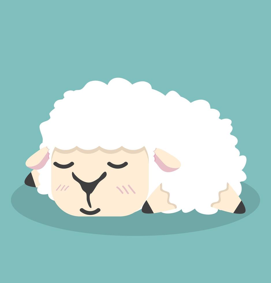 Cute white little sheep sleep vector