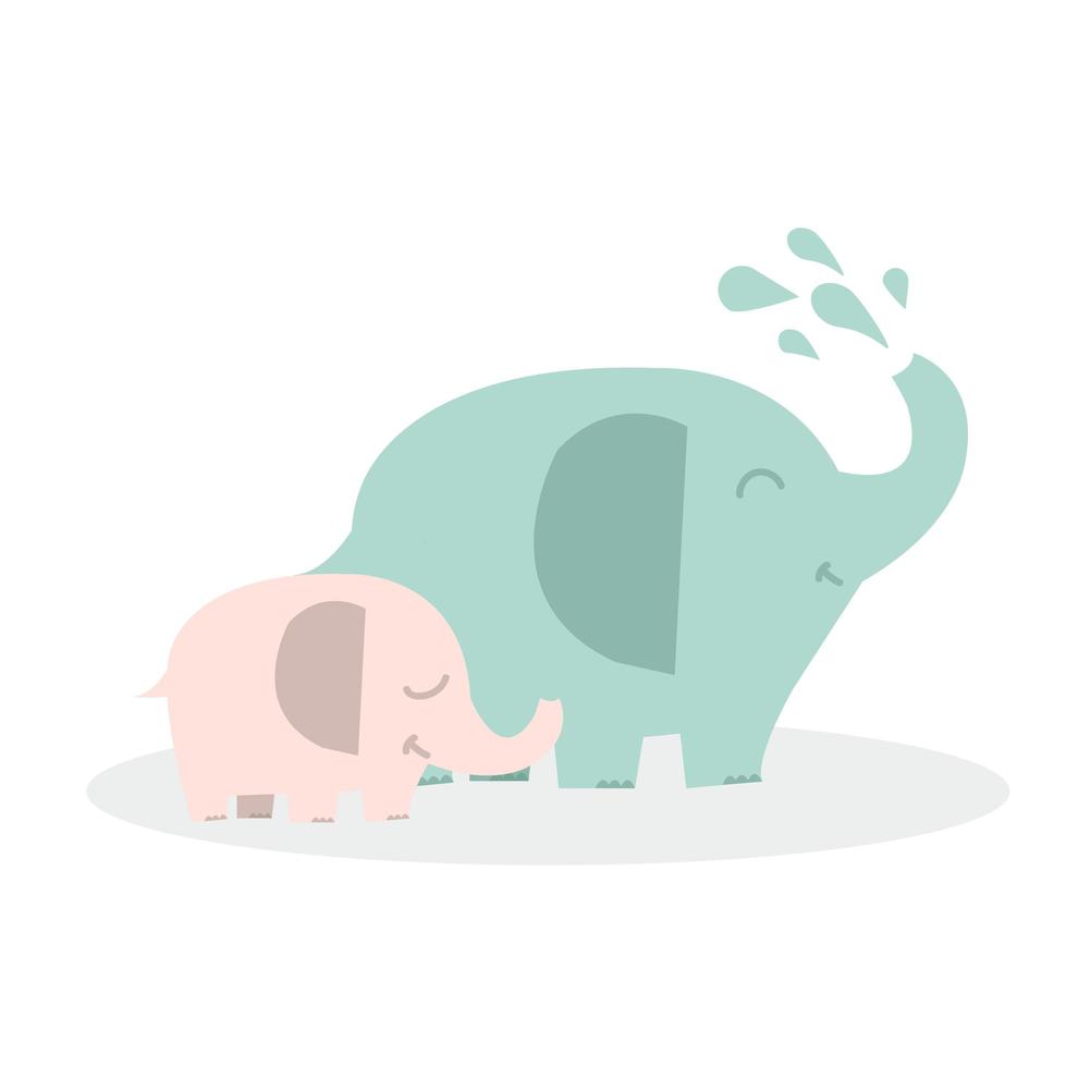 Cute cartoon elephants vector for baby shower