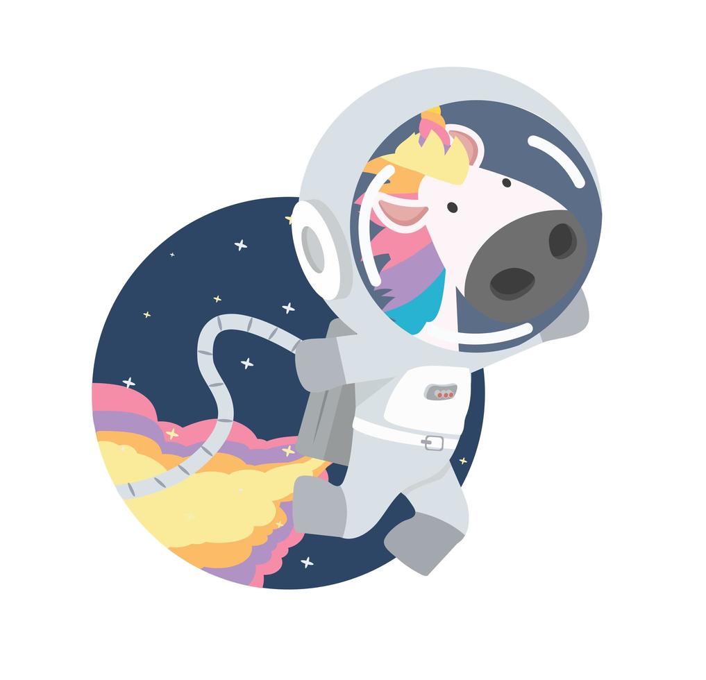 astronauta unicornio en el espacio exterior vector