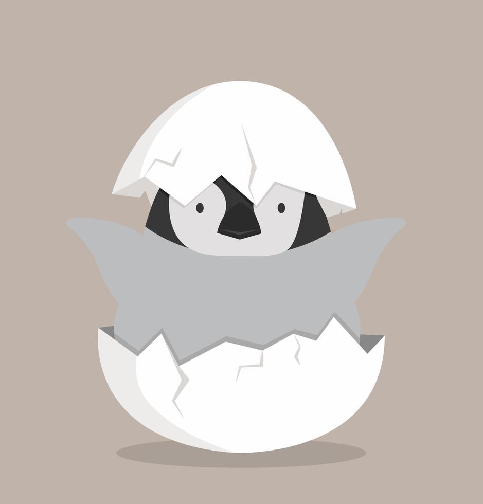 Cute Baby penguin hatched in egg vector