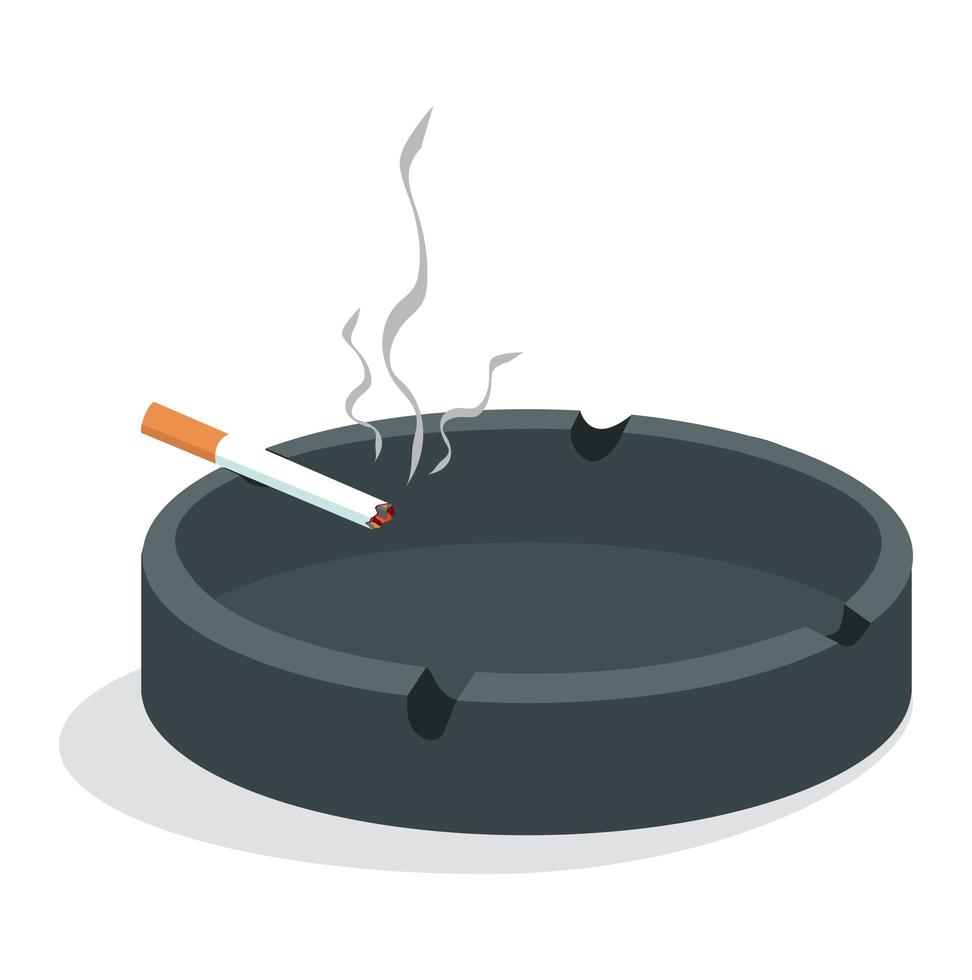 Cigarette butt in ashtray vector concept