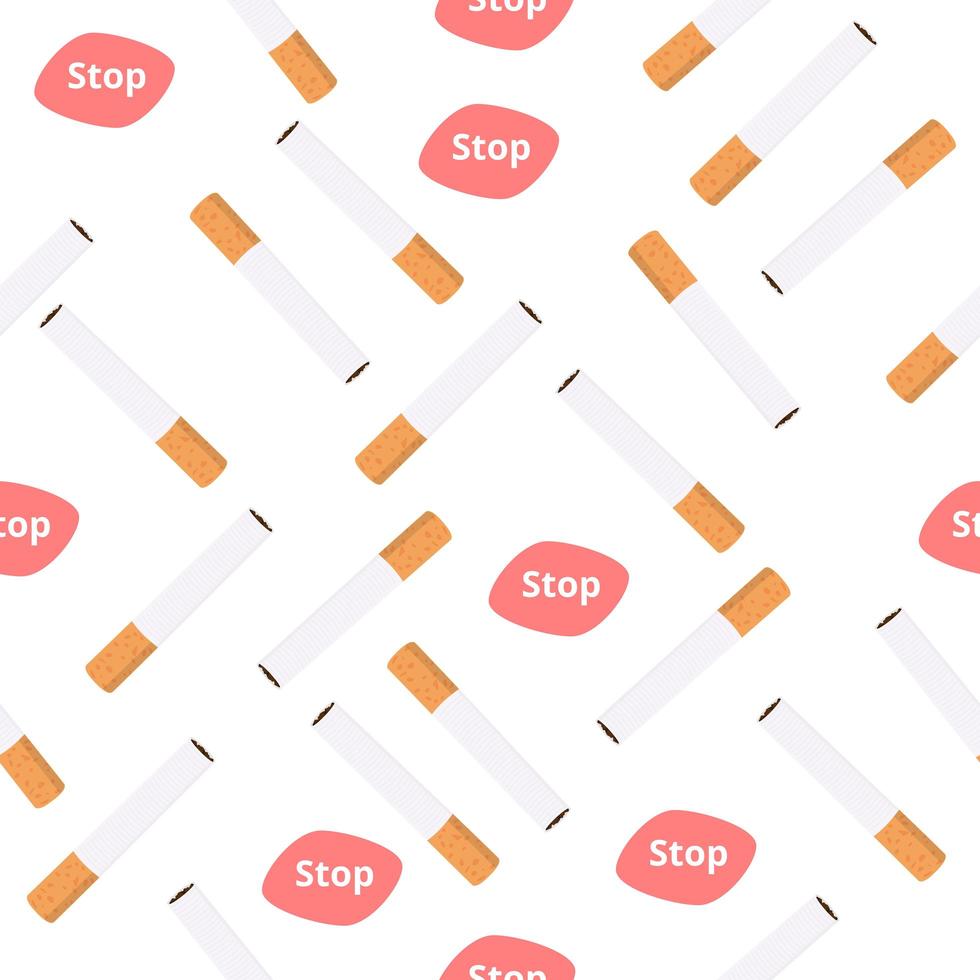 Cigarettes, stop smoking seamless pattern vector