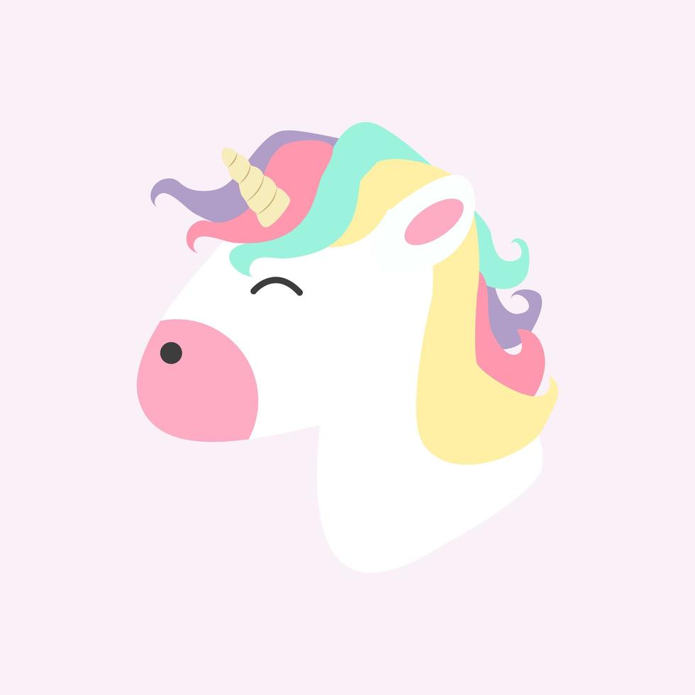 dibujos animados de vector de cabeza de unicornio lindo