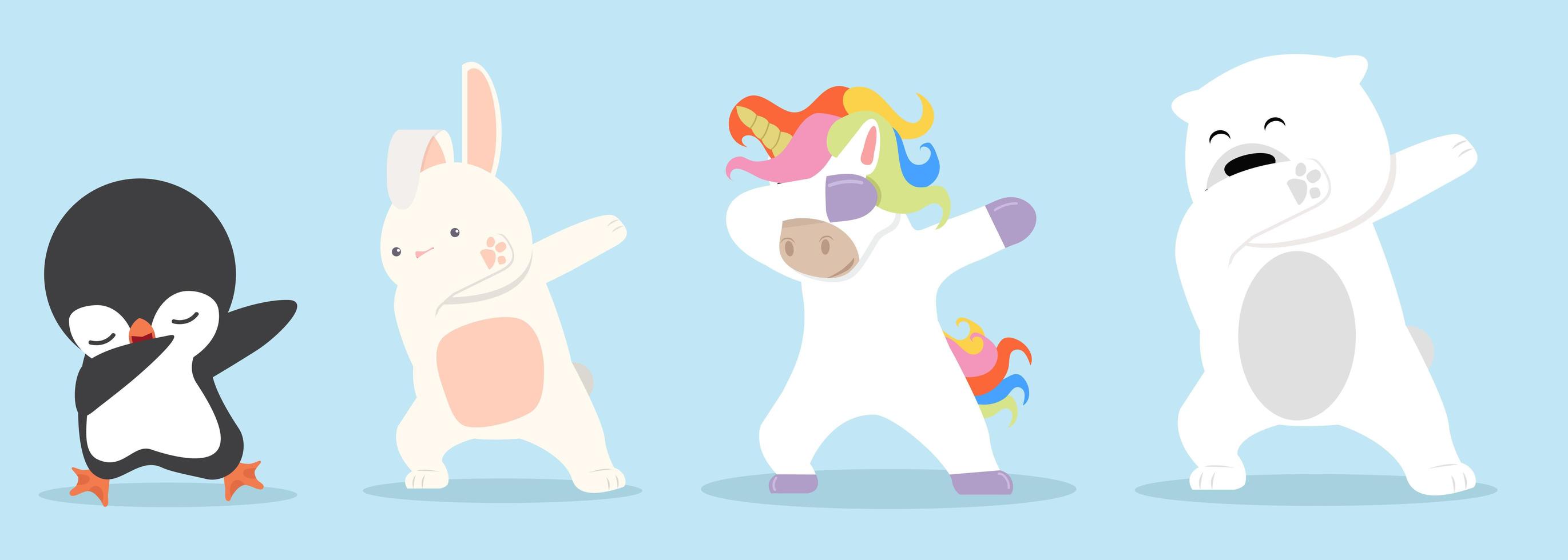 dibujos animados de animales dab dancing set vector