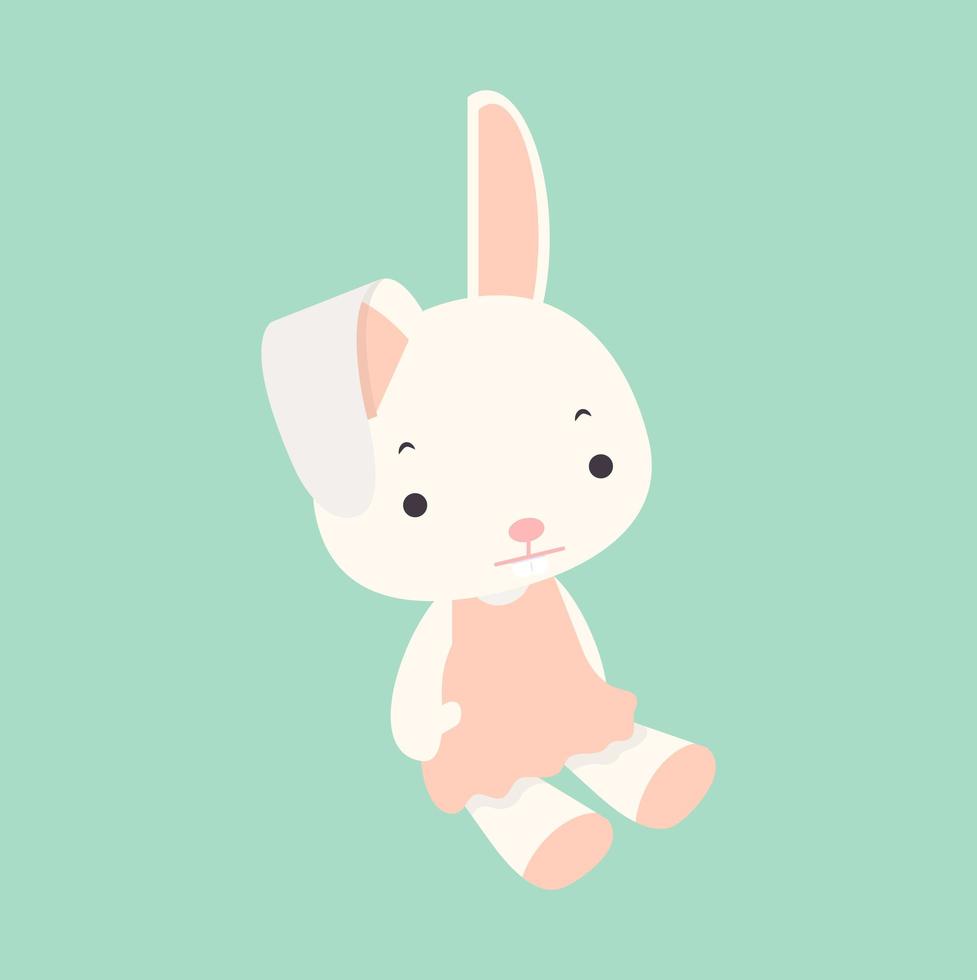 Flat cute rabbit girl vector