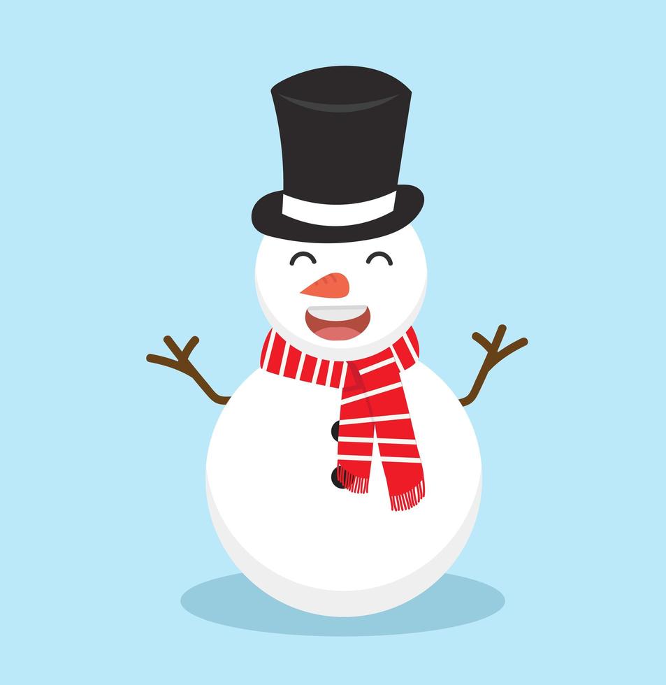 lindo muñeco de nieve con gorro y bufanda vector