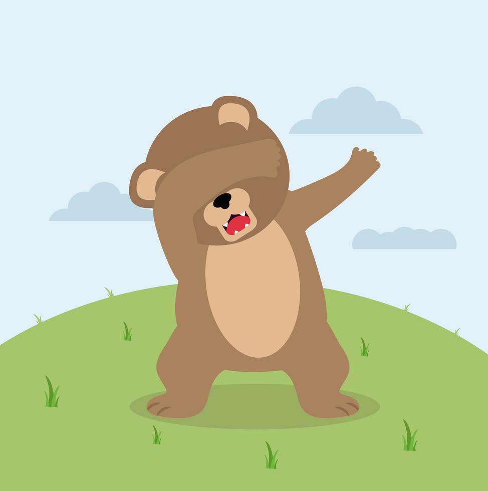 Cartoon bear dab dancing vector