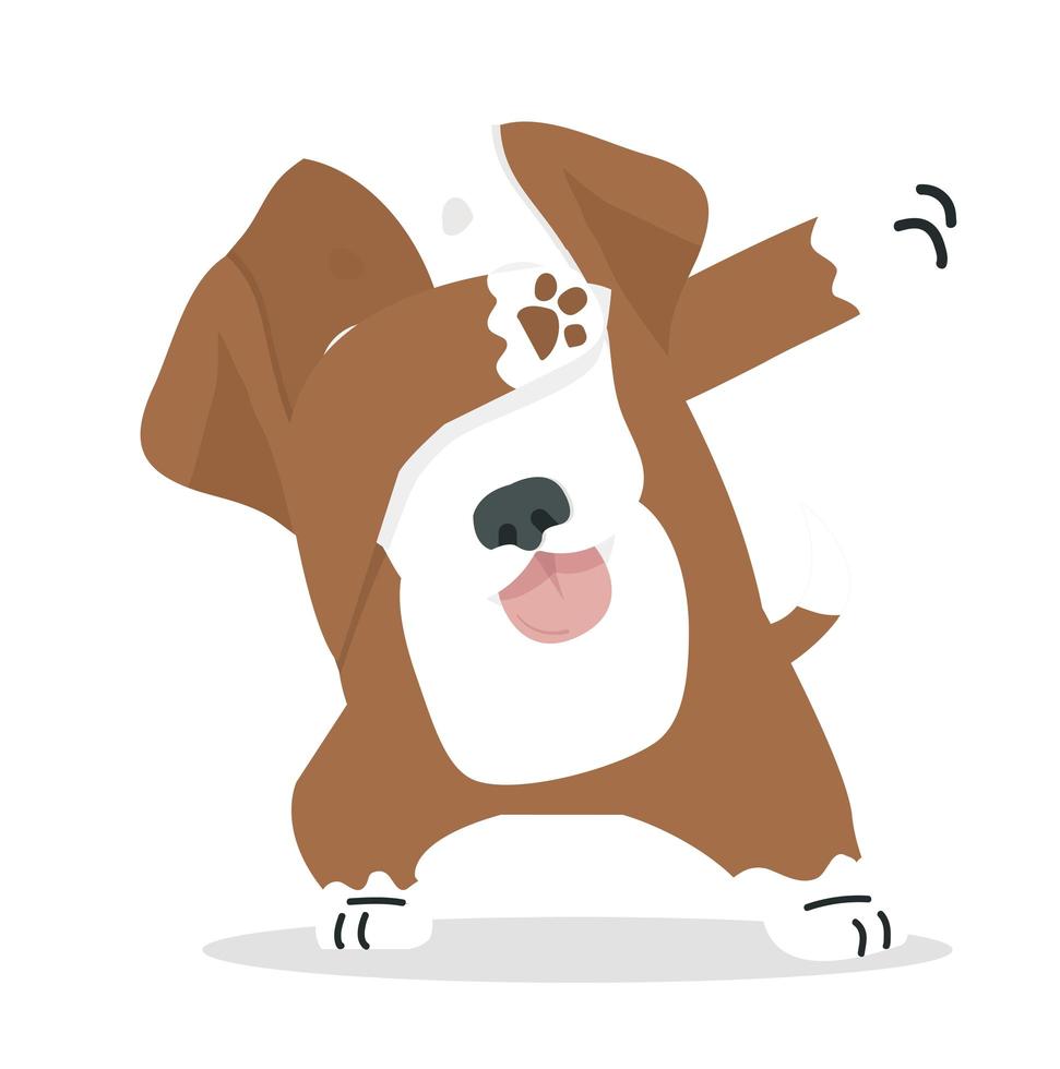 Cute dog dab dancing vector