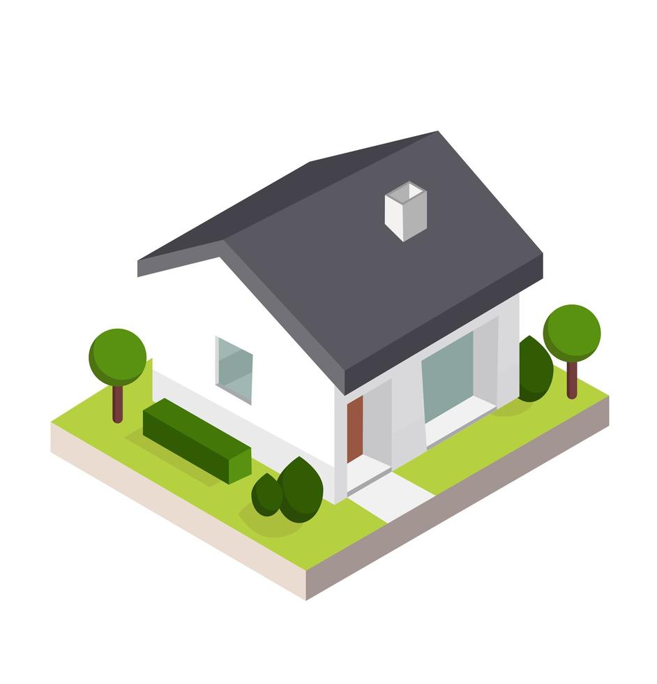 Flat vector isometric house on land vector