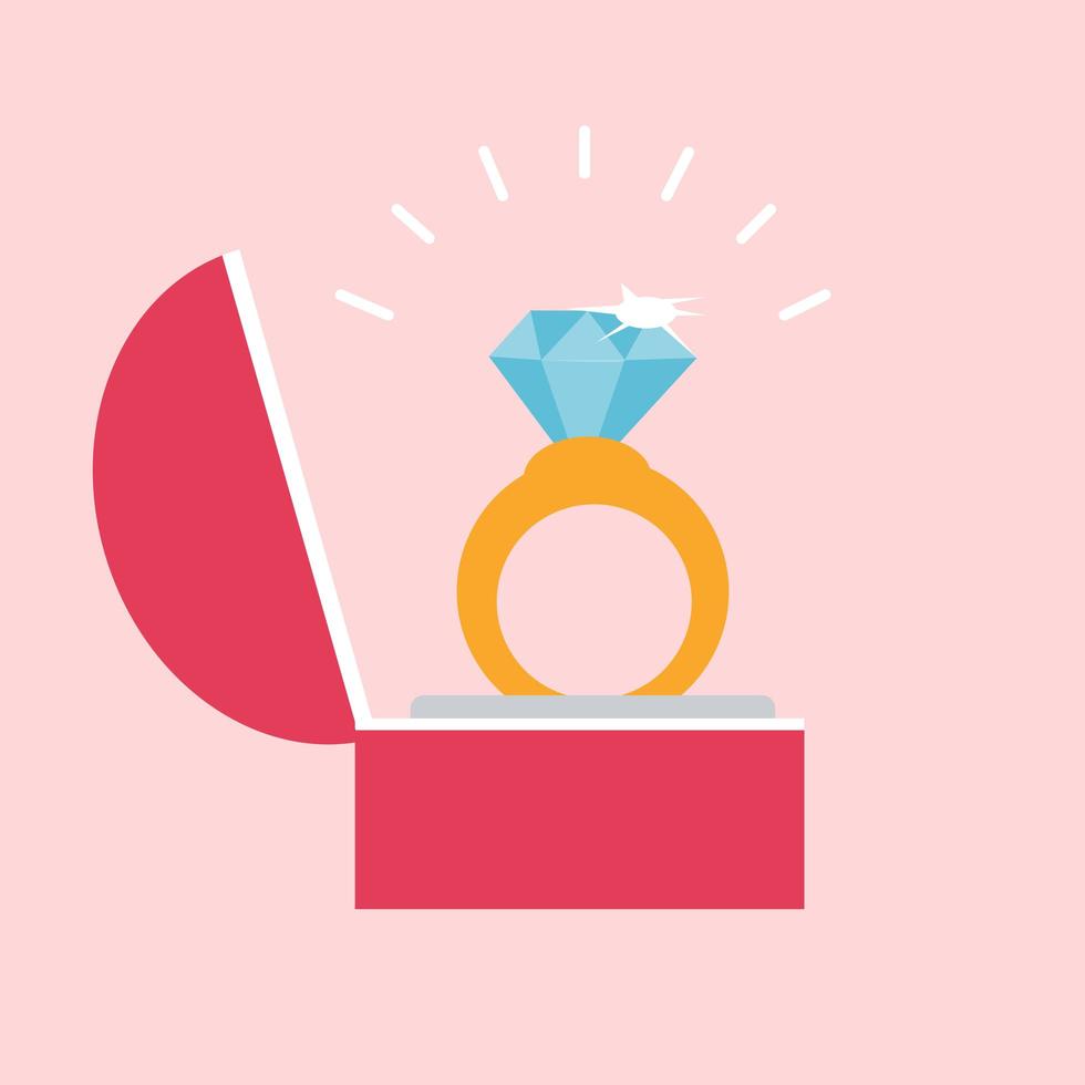 anillo de diamantes con vector de caja