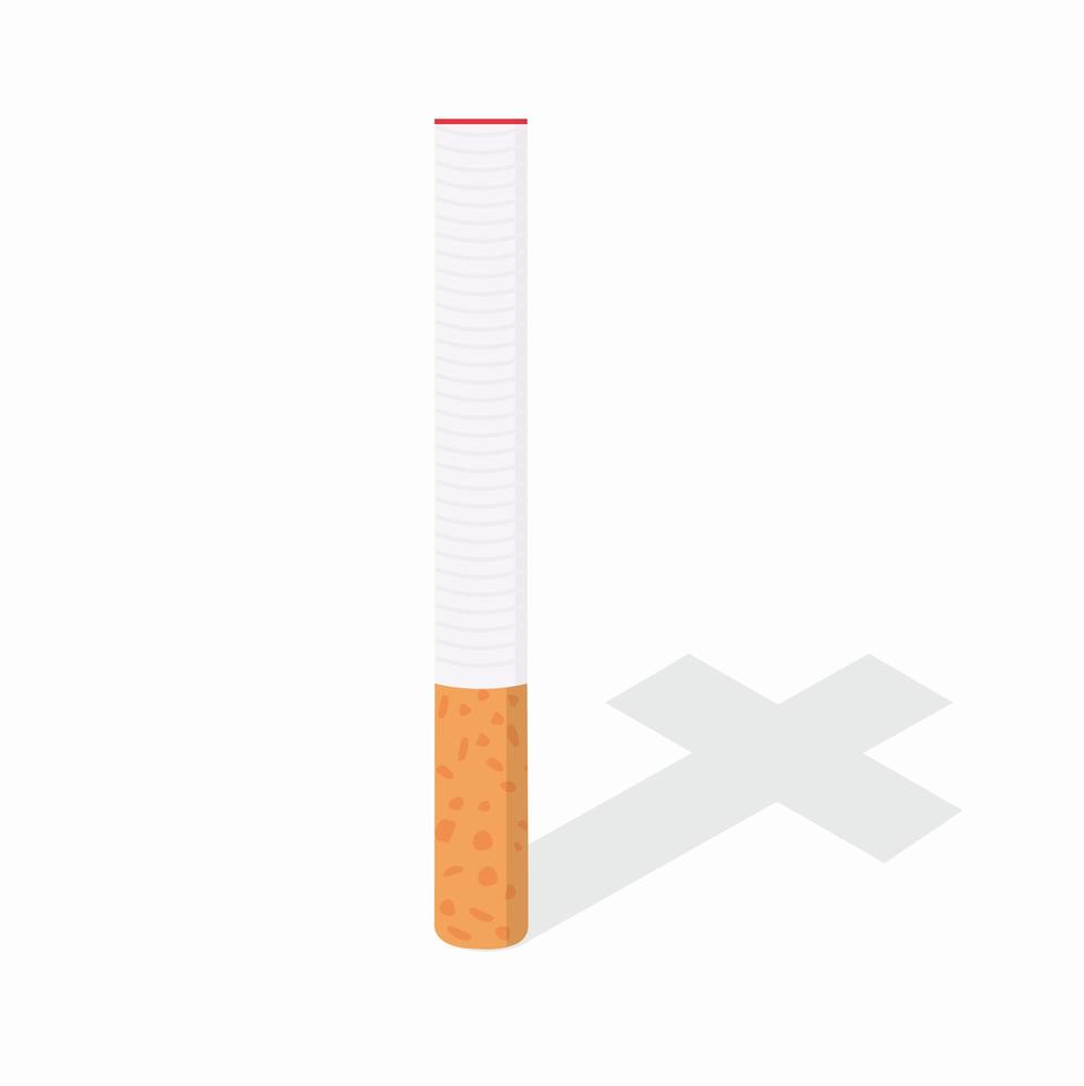 Cigarette with cross shadow vector isolate