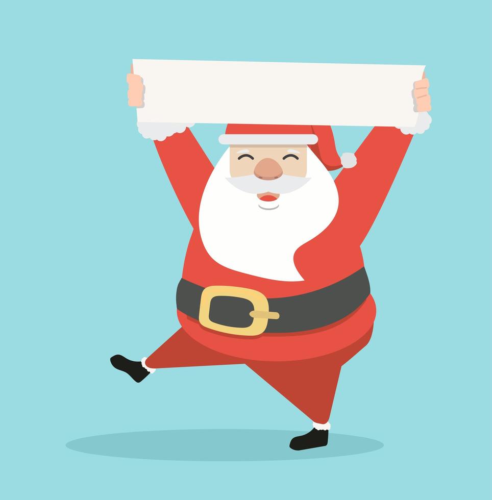 Funny Santa Claus hold blank white card vector