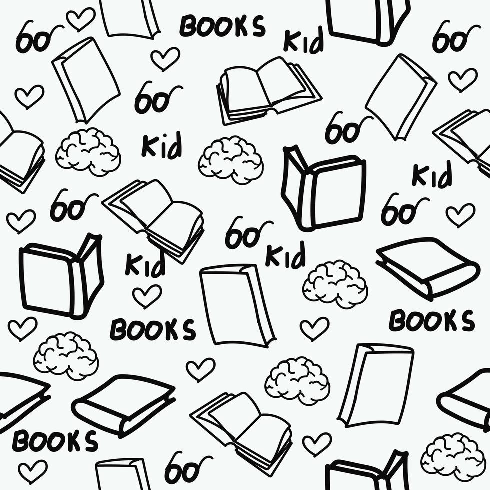 Hand drawn books doodles seamless pattern vector