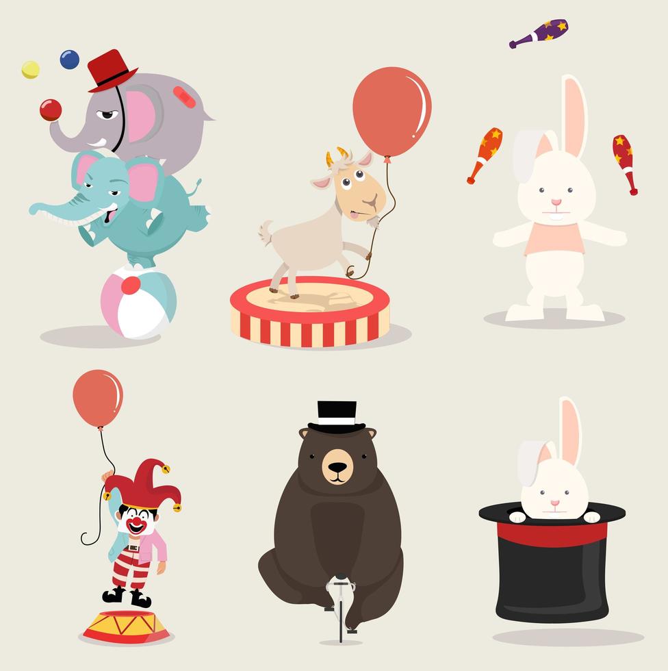 Lovely circus characters collection vector