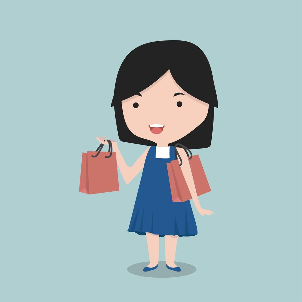 Little girl holding shopping bags 1886258 Vector Art at Vecteezy
