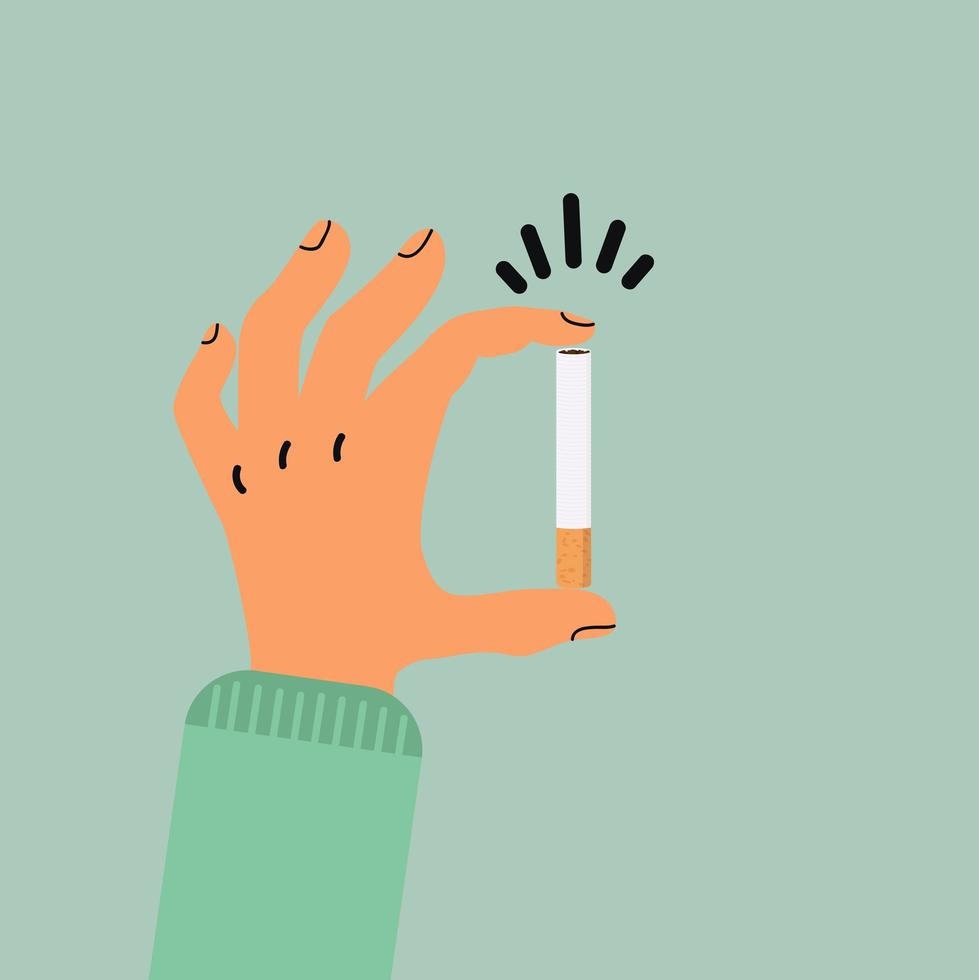 Hand holding a cigarette vector