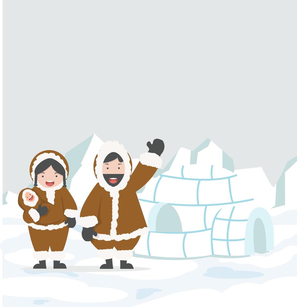 Eskimo Igloo ice house  family vector