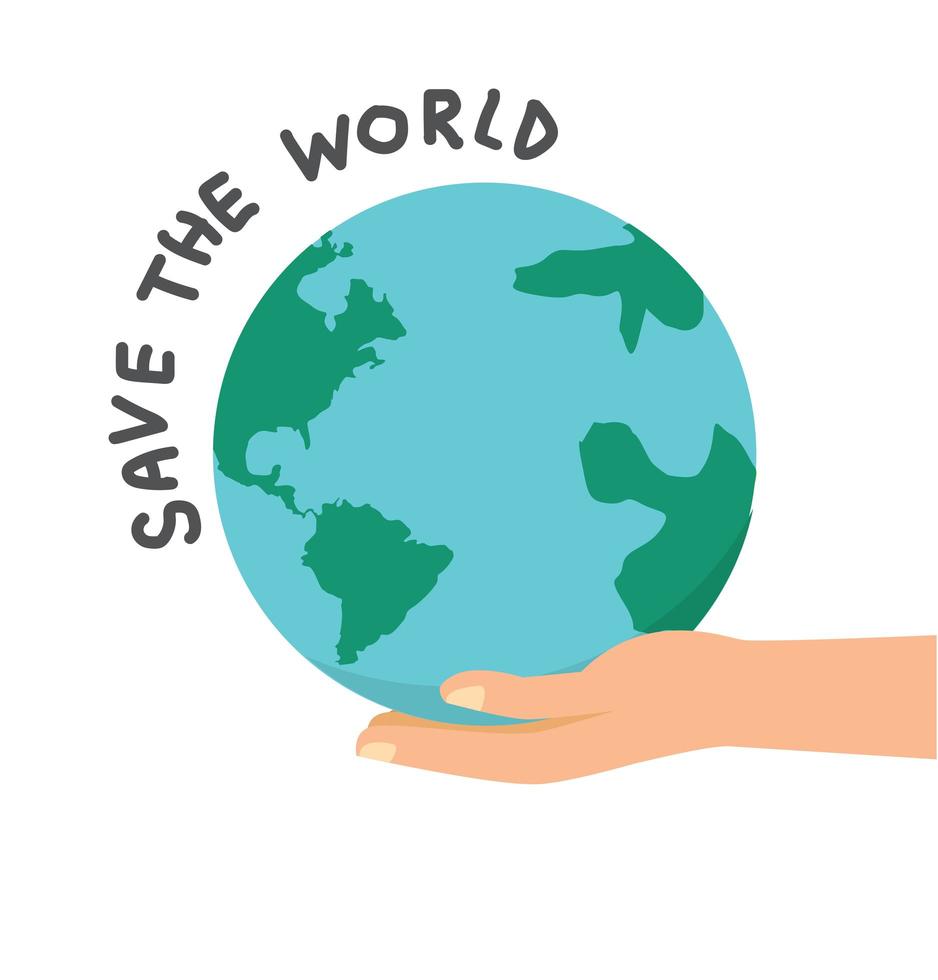 Hand holding with earth globe save the world concept vector