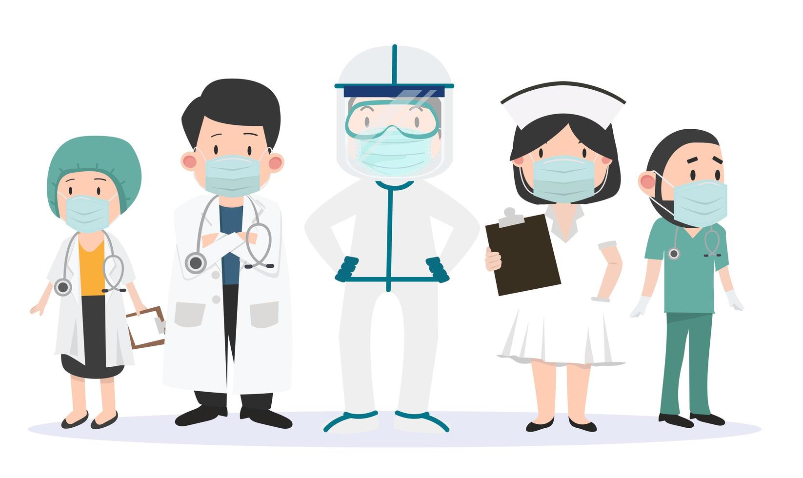 Group of doctors and nurses  team of doctors set vector