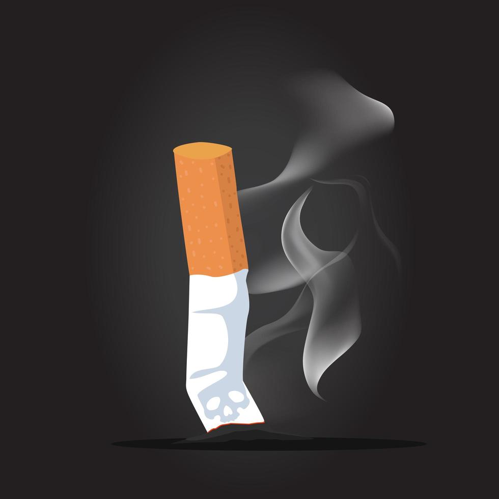 colilla de cigarrillo con fondo de humo vector