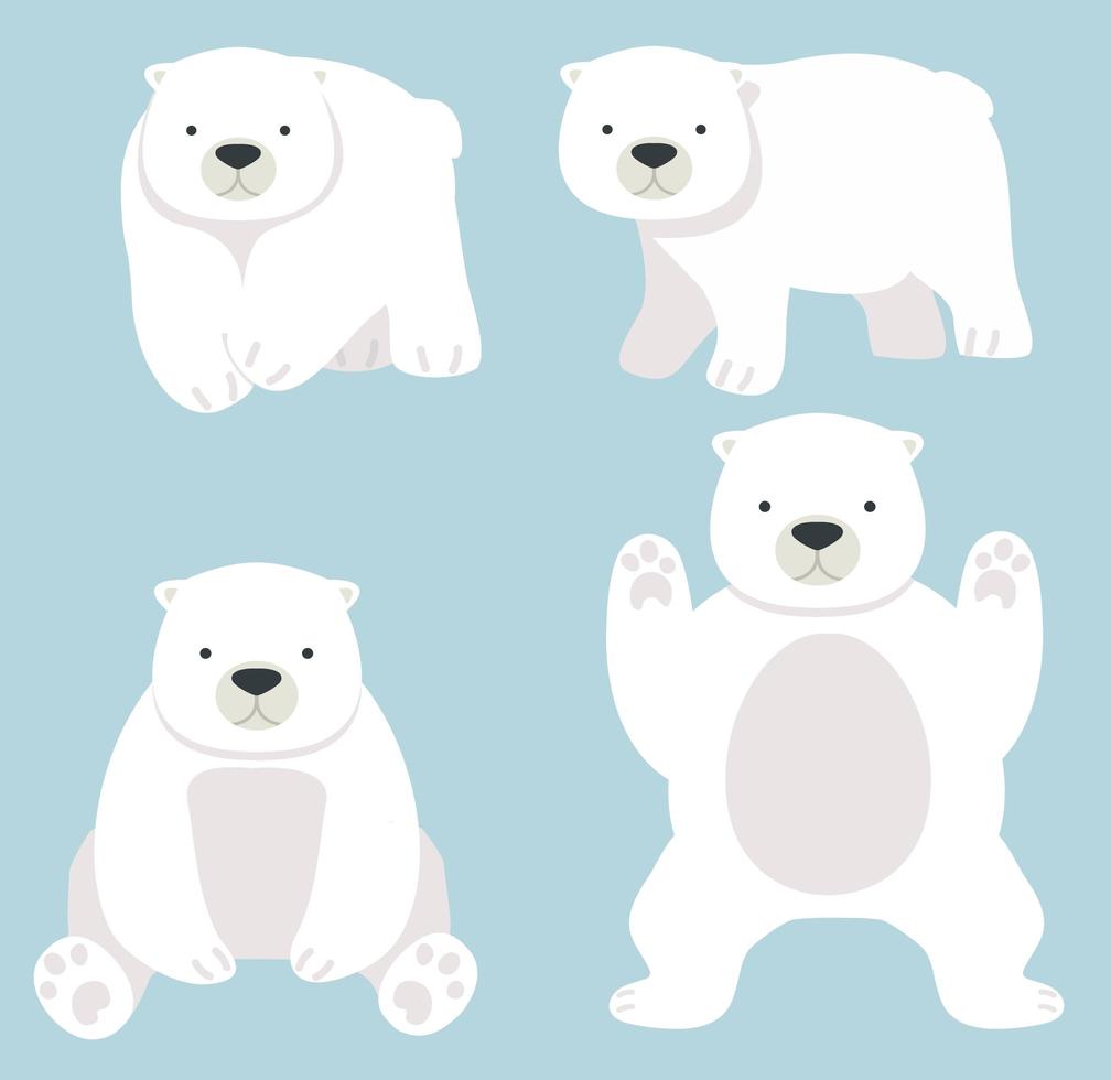 oso polar, divertido, caricatura, vector, conjunto vector