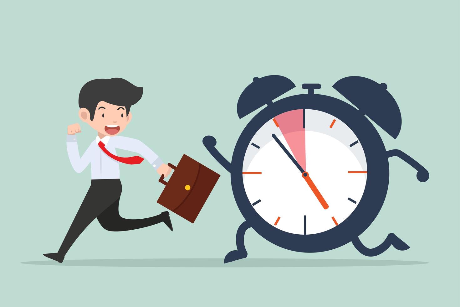 businessman Running with big ringing timer clock vector