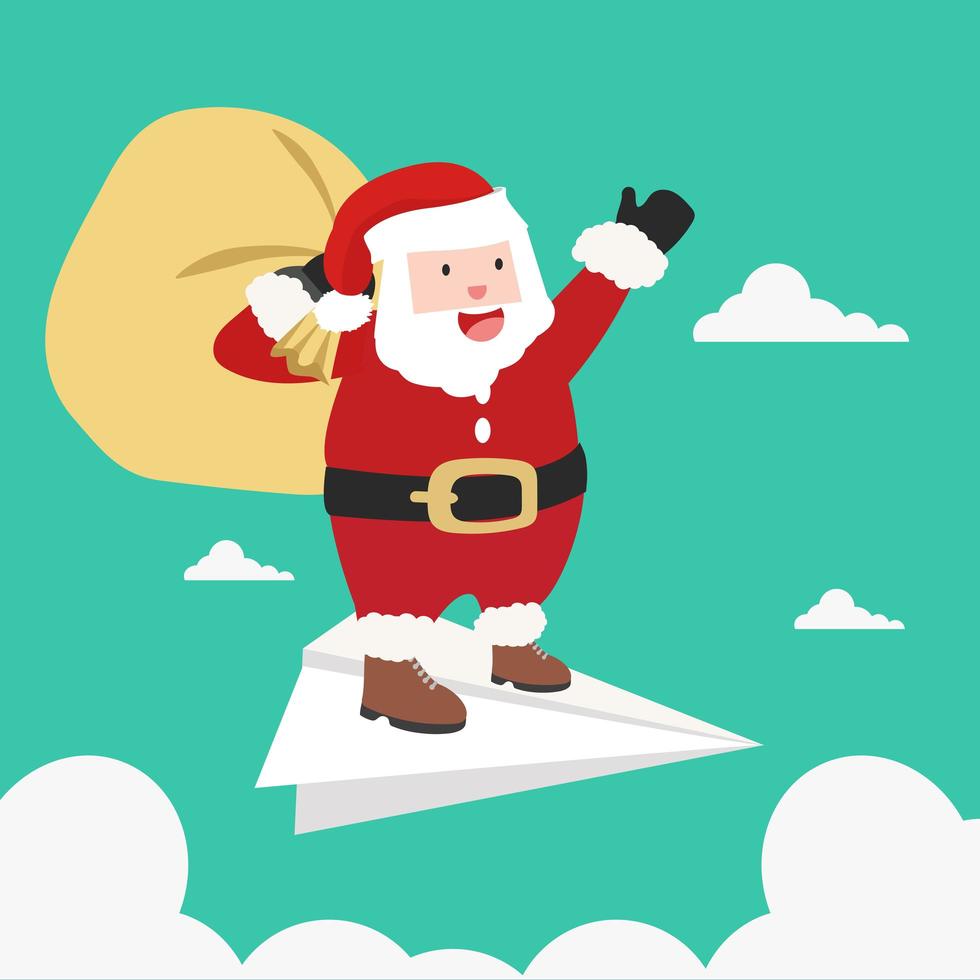Santa Claus on Paper plane vector
