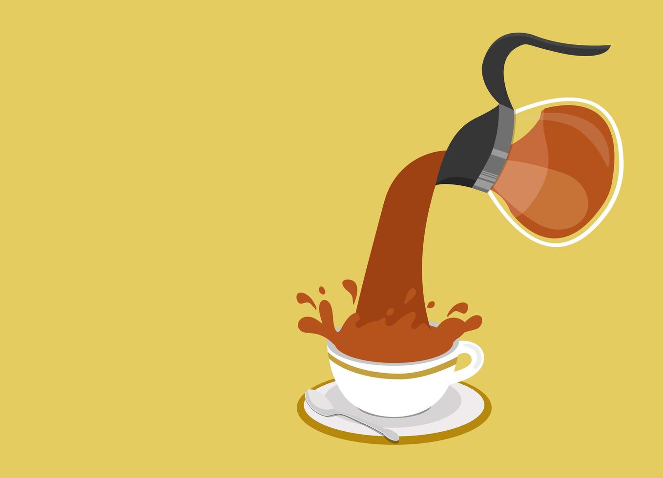 té o café se vierte banner vector