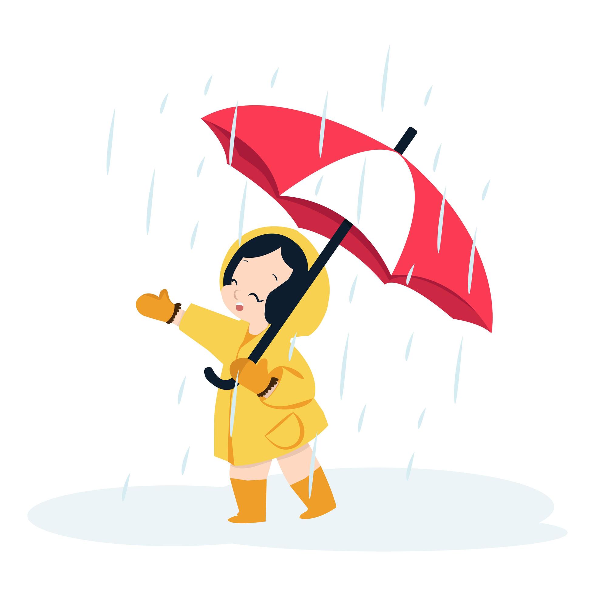 cute girl with umbrella in raincoat 1886374 Vector Art at Vecteezy