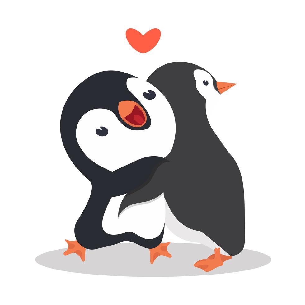 Cute penguins hugging vector