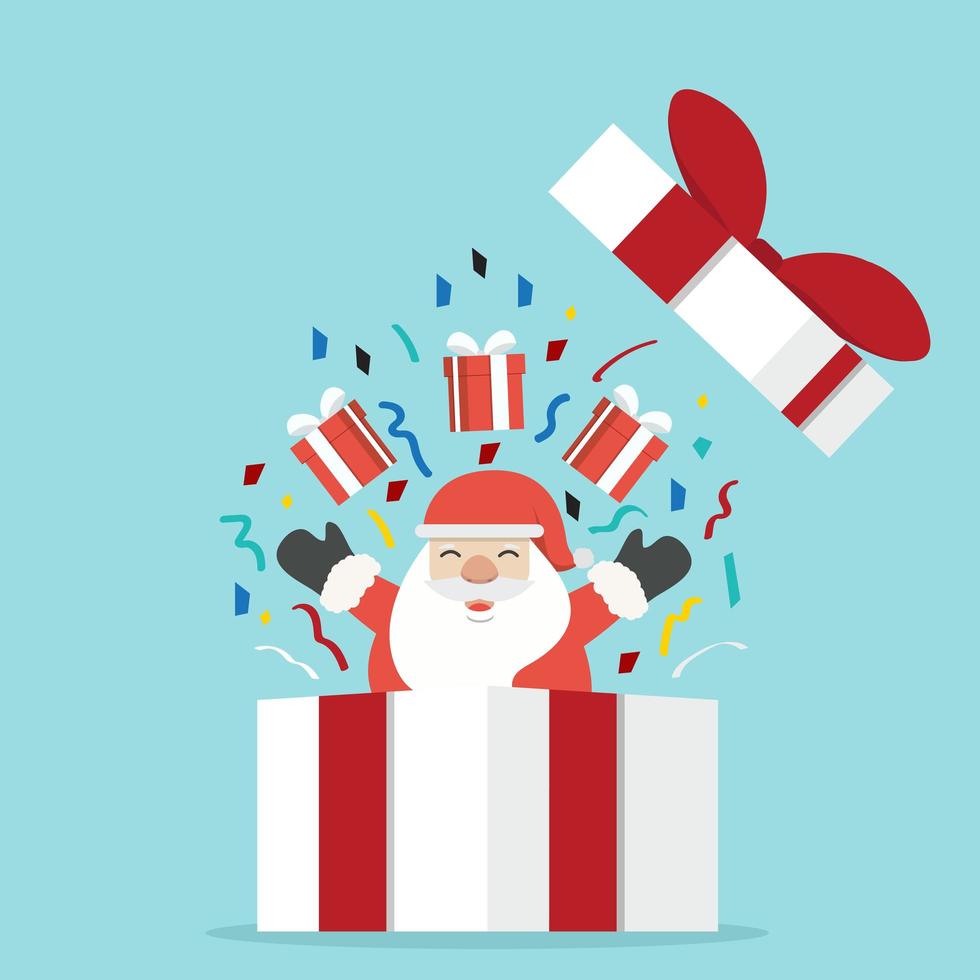 santa claus con caja de regalo vector