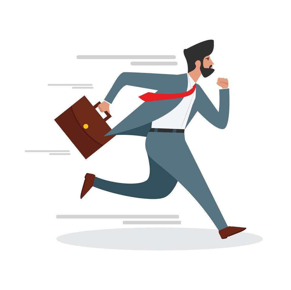 businessman character  running with a briefcase vector