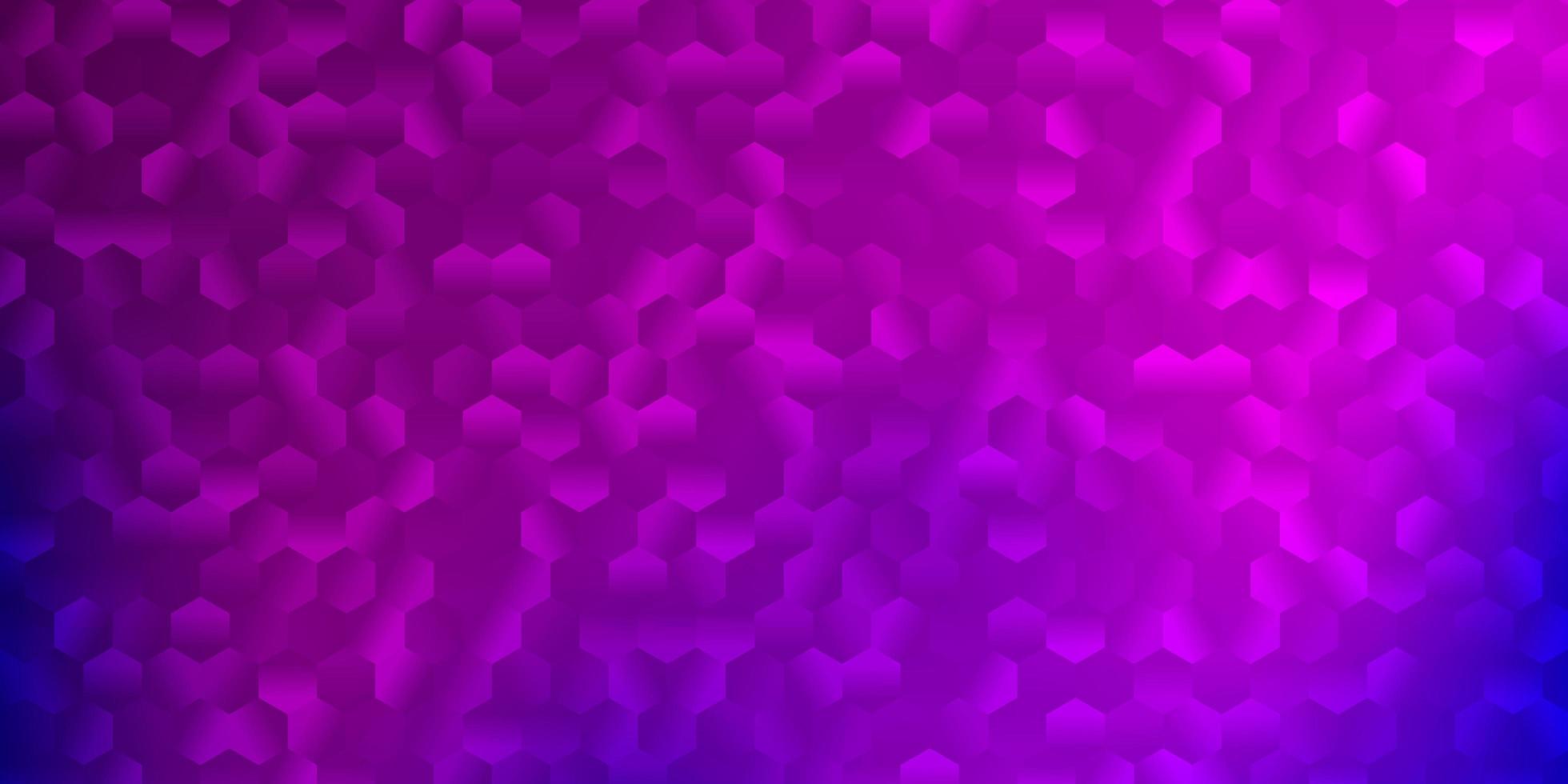 textura de vector violeta, rosa claro con hexágonos de colores.