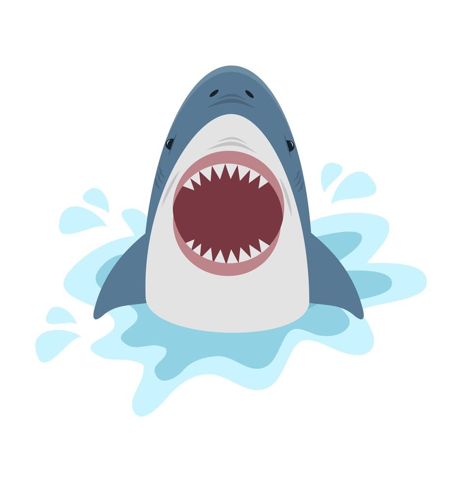 Cute shark with mouth open vector