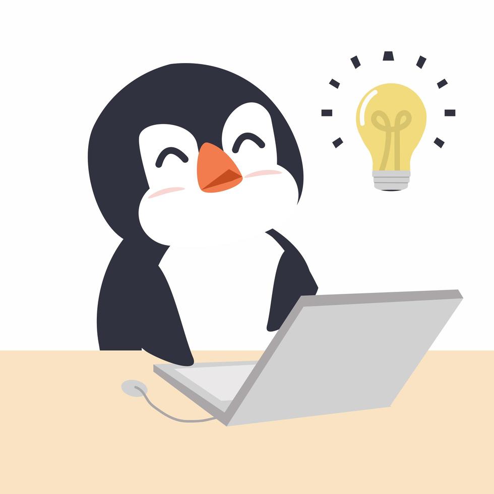 Cute  Penguin  with notebook vector