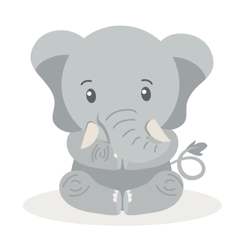 lindo bebé elefante sentado vector