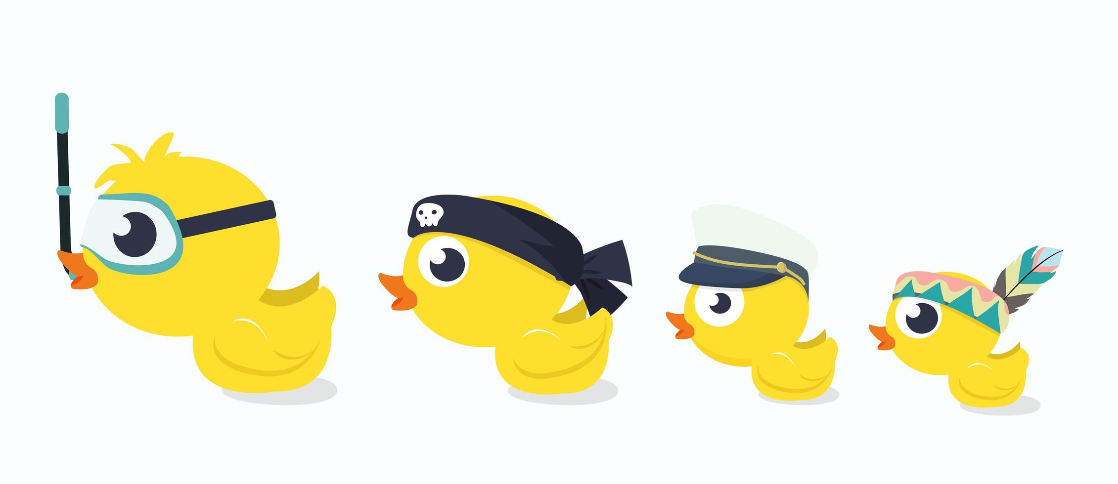 Cute rubber duck set vector